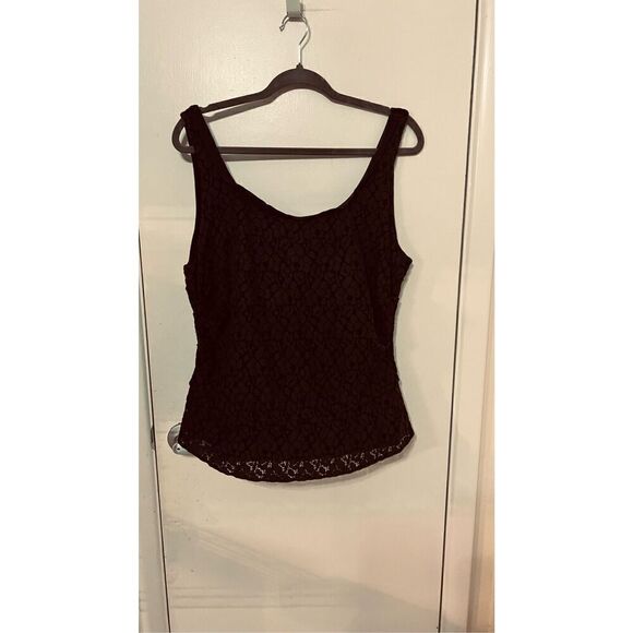 Tahari Navy Blue Lace Tank Top Size L - Picture 2 of 11